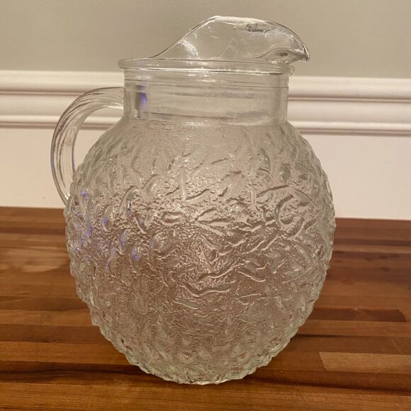 Lemonade Water Beverage Pitcher Clear Textured Glass Anchor Hocking Libo Milano - Picture 2 of 9